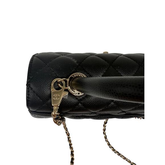 CHANEL CC Caviar Quilted Extra Mini Coco Top Handle Flap  Chanel Caviar Leather Quilted CC Logo Coco Handle Mini Crossbody Bag Black